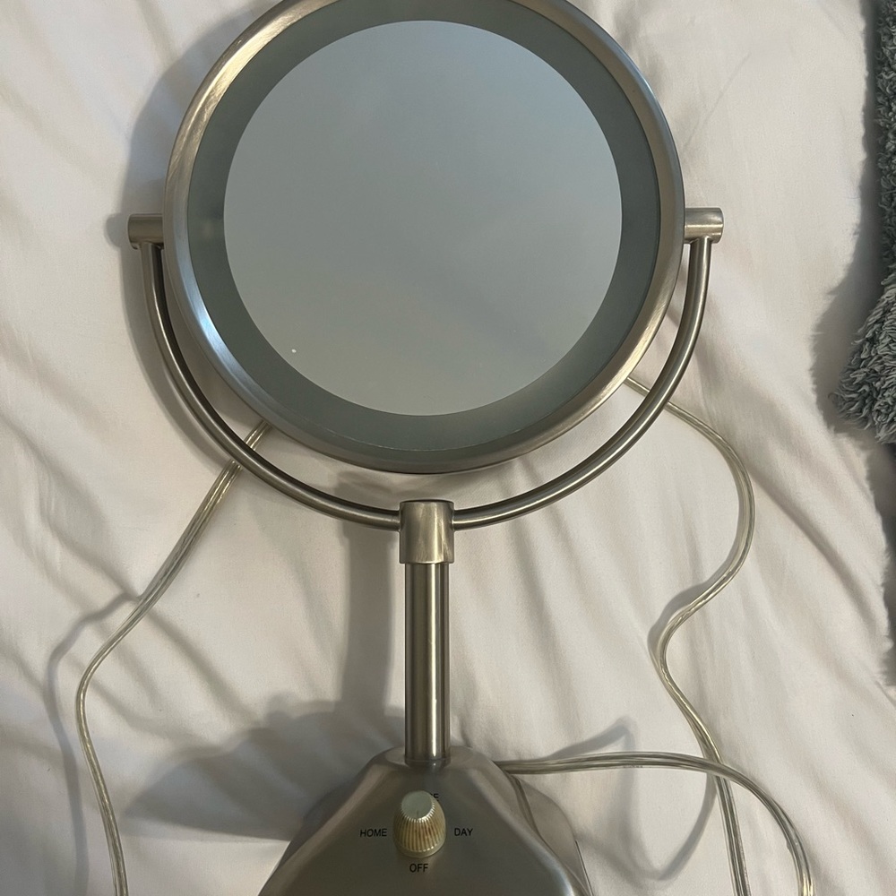Conair® Variable Lighted 1X/10X Mirror in Satin Nickel